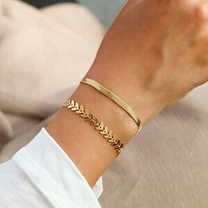 14K Gold Plated Handmade Dainty Dot Bracelet Cute Thin Everyday Bracelets for